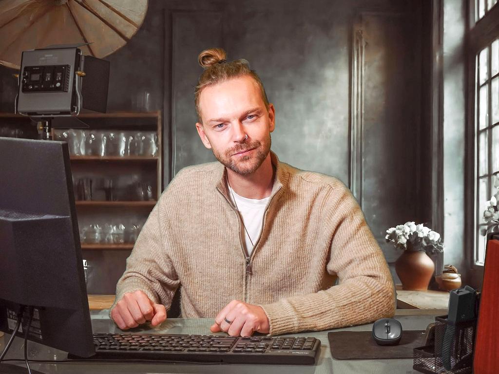 Professional typing on laptop